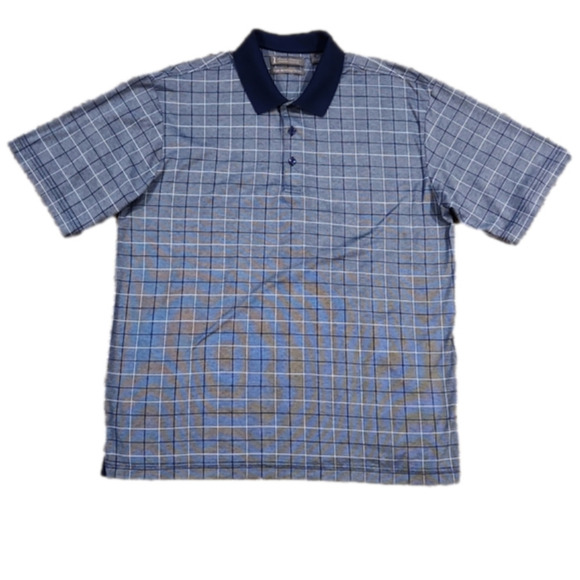 DANIEL Cremieux Blue Square Print Polo Shirt - Picture 1 of 9